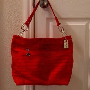NWOT Penelope Ann Red Faux Croc Embossed Bag